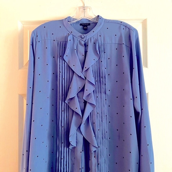 Ann Taylor Tops - Ann Taylor Blue Ruffle Blouse